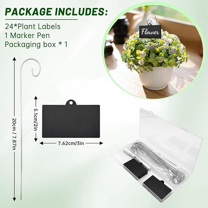 Plant Labels,24 Pcs Acrylic Plant Tags Stakes with Pen,Plant Markers,Weatherproof Garden Markers,Reusable Planting Gardening Labels,for Outdoor Garden Potted Plants,Seed,Flowers, Fruit and Vegetable