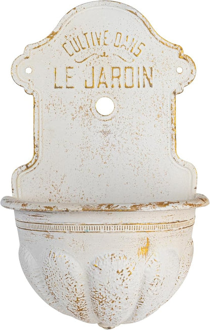 Creative Co-Op Metal Wall-Mounted Planter with Distressed Finish, White