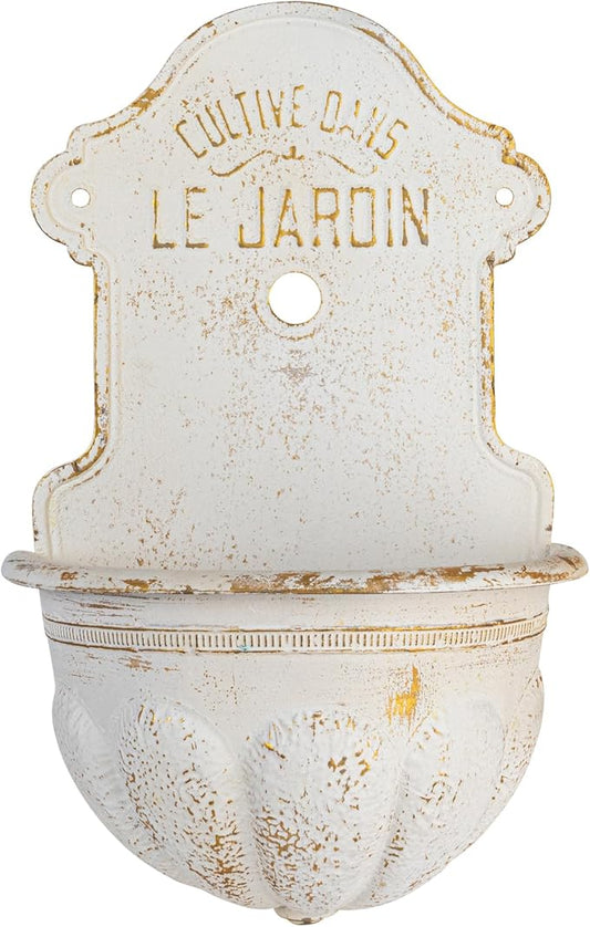 Creative Co-Op Metal Wall-Mounted Planter with Distressed Finish, White