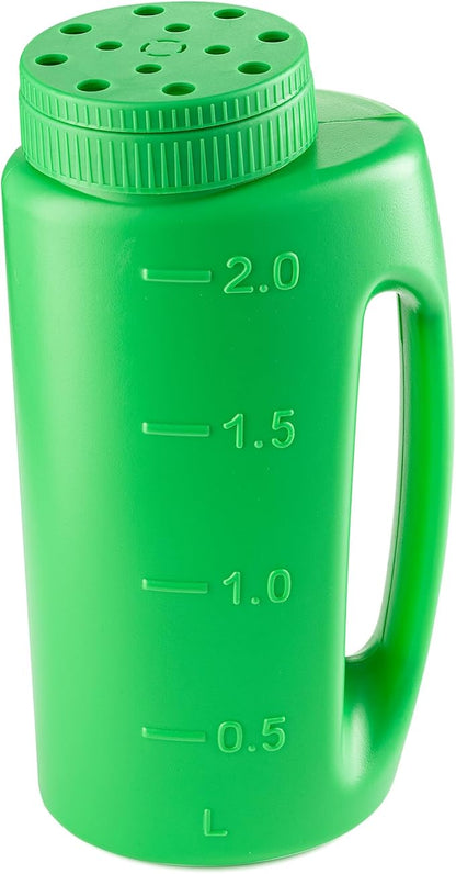 Superio Lawn Seed Spreader, Handheld Shaker for Lawn Seeds, Ice Melt Salt, Calcium, Deicer, Weed and Feed Spreader, 2 Liter, Adjustable Hole Size, with Cut Out Handle