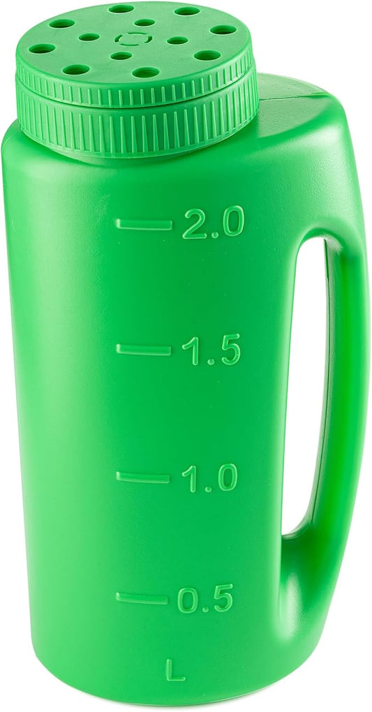 Superio Lawn Seed Spreader, Handheld Shaker for Lawn Seeds, Ice Melt Salt, Calcium, Deicer, Weed and Feed Spreader, 2 Liter, Adjustable Hole Size, with Cut Out Handle