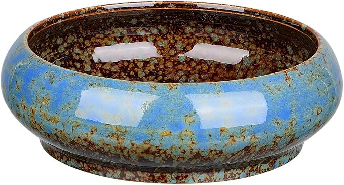 Homoyoyo Ceramic Lotus Bowl Planter Porcelain Cactus Planters for Lotus Seeds Succulents Bonsai Water Lily Arrangement Bonsai Succulents Cactus Without Hole Blue