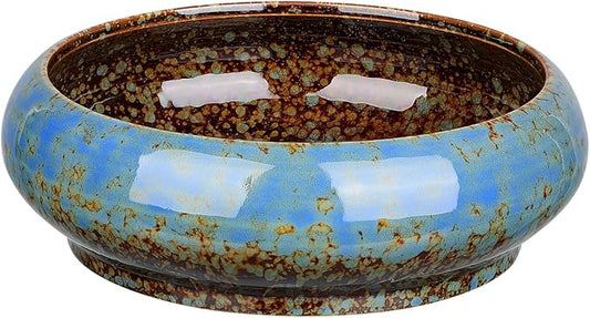 Homoyoyo Ceramic Lotus Bowl Planter Porcelain Cactus Planters for Lotus Seeds Succulents Bonsai Water Lily Arrangement Bonsai Succulents Cactus Without Hole Blue
