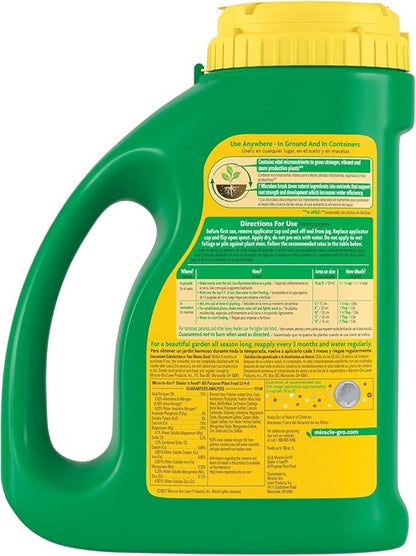 Miracle-Gro Shake 'N Feed All Purpose Plant Food - Outdoor and Indoor Plant Food for In-Ground and Containers, Feeds for up to 3 Months, 4.5 lbs.