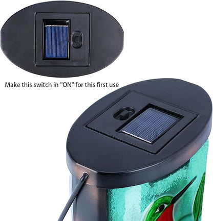 Hanging Solar Lantern Outdoor Waterproof Hummingbird Solar Lights Glass Tabletop Decorative Lamp for Outdoor Patio Garden Outside Yard Decor