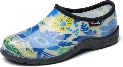 HISEA Waterproof Garden Shoe for Women Outdoor Slip-On Garden Clogs Rubber Rain Boots Short Ankle Booties Rain Shoes with Comfort Insole