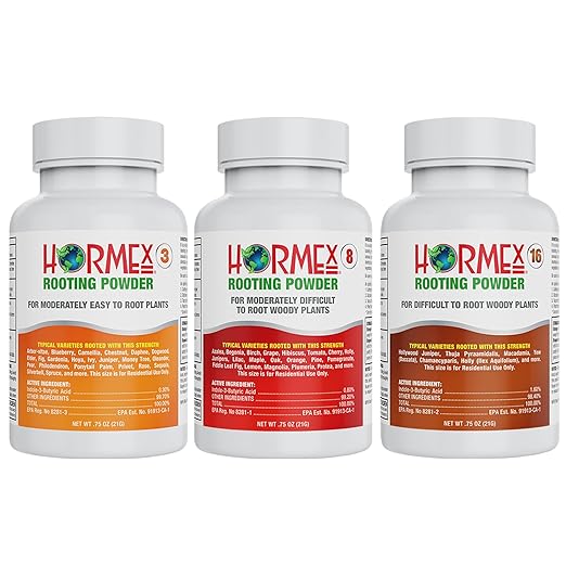 Hormex Rooting Powder Combo #3, 8, 16 (0.30-1.6 IBA) for Common Home Garden Plants to Difficult Hardwood - Root Powder, Root Stimulator for Plants, Rooting Hormone for Cuttings, Cloning & Propagation