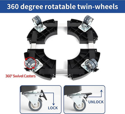 W B D WEIBIDA 2 Pack Plant Caddies with Wheels Heavy Duty 440 lbs Capacity, Rolling Plant Stand for Large Planter and Pots Indoor Outdoor, Garden Round Dolly with Lockable Casters