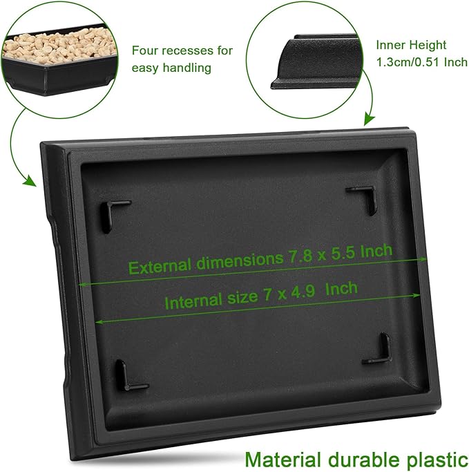 Pinkunn 6 Pcs Bonsai Humidity Tray Rectangular Drip Tray Plastic Plant Water Catcher Plant Saucers for Indoors and Outdoors Cactus,Succulents,Bonsai Tree,Stone Not Included (7.8 x 5.5 Inch)