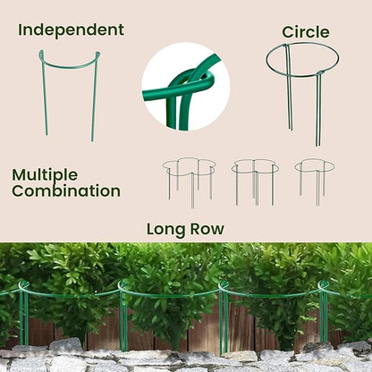 12 Pack Plant Support Stakes – Tall Plant Stakes for Indoor and Outdoor Gardens - Peony Cages and Supports - Cage Rings for Potted Flowers, Peony, Hydrangea, and Rose Bush (10" W x 16" - 24" H)