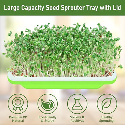 Legigo 5 Pack Seed Sprouter Trays- Soil-Free Cultivation Germination Tray, BPA Free Micro Greens Growing Trays Seed Sprouting Trays Kit with Germinating Paper for Healthy Wheatgrass, Beans and More