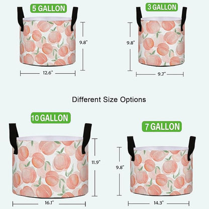 7 Gallon Sweet Pink Peaches Heavy Duty Grow Bag Breathable Planter Pot Containers with Handles for Potato/Tomato/Fruits/Vegetables/Flowers
