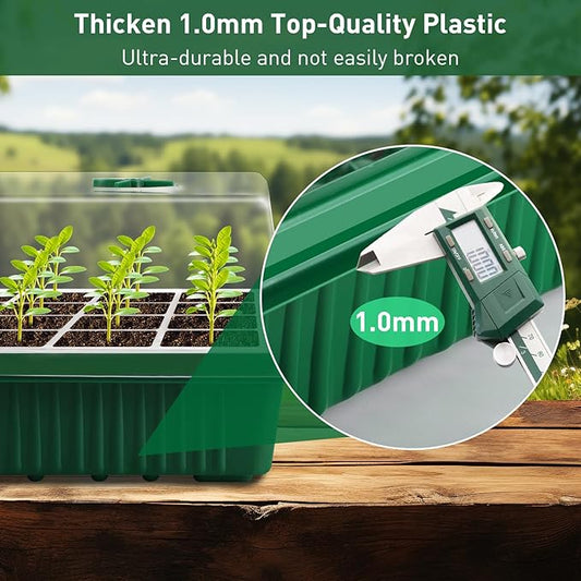 YAUNGEL Seed Starter Tray, XL 160 Cells Thicken Seed Starter Kit with Humidity Dome Durable Growing Trays for Greenhouse Germination Trays Green, 4 Pack