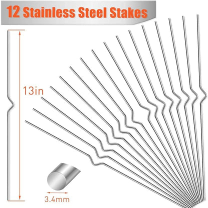 Yard Sign Stakes - 12 Pack Heavy Duty Metal Wire Stakes for Garden Lawn Signs 13'' Alternative to H Frame Stakes for Corrugated Plastic Yard Signs Holder