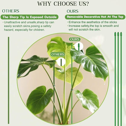 15Pcs Orchid Stakes,SupKing 17.7 Inch Plant Support Sticks Invisible Bendable Green Pole Rods for Small Indoor Outdoor Potted Plants Comes 20Pcs Ties