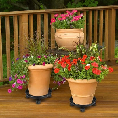 Yiting Plant Caddy with Wheels Heavy-Duty Rolling Plant Stand with Wheels Plant Dolly with Casters for Indoor and Outdoor Plant Roller Base Plant Saucer Mover (12 inch, Black)