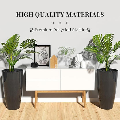 QCQHDU 21 inch Tall Planters for Outdoor & Indoor Plants, 2 Pack Sturdy Plant-Flower-Tree Pots for Front Porch Patio Deck Living Room Decor