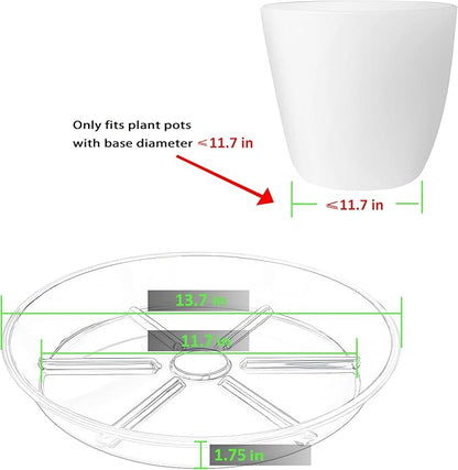 Plant Saucer Pot Tray 14 inch, 4 Packs Flower Planter Saucers and Drip Trays, Heavy Duty Round Plastic Flower Plant Dish Pant Plate to Catch Water for Indoor & Outdoor, Black