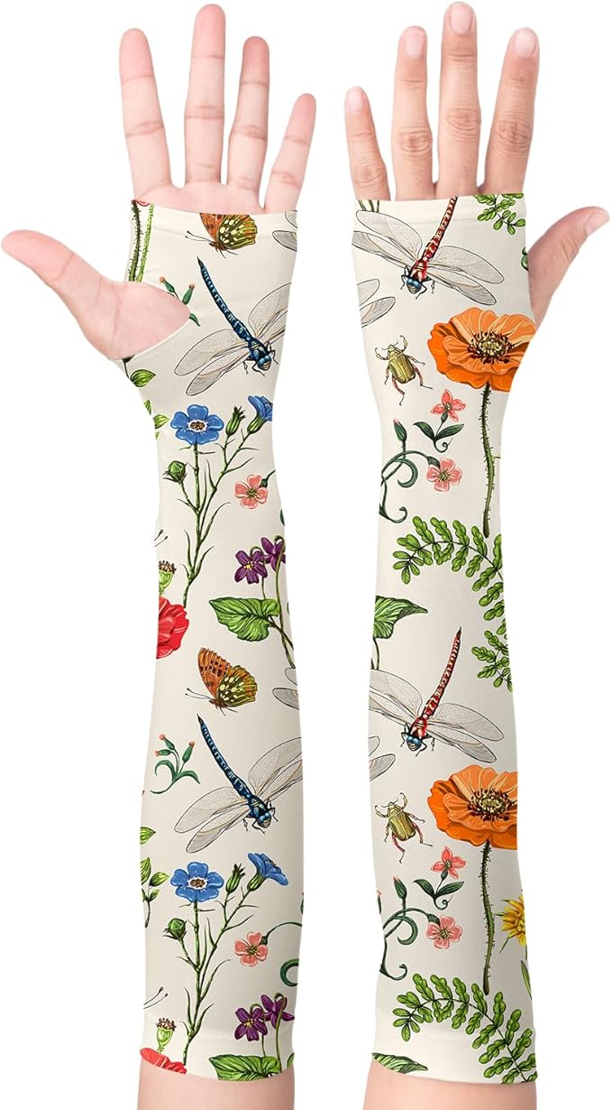 Garden Sleeves for Women Boho Gardening Sleeves with Thumb Holes UV Sun Protection Arm Sleeves for Women