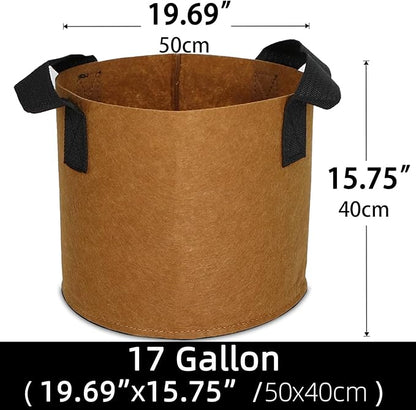Grow Bags,Growing Pot Bags Garden Grow Bag Indoor Outdoor Fabric Aeration Plant Pot Container Flower Vegetable Pouch (Coffee,17Gallon)