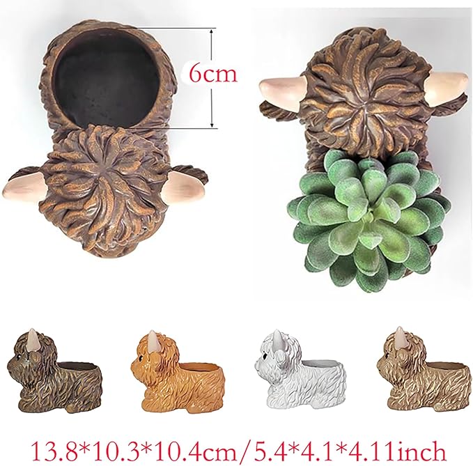 Resin Highland Cow Figurines Succulent Planters Cactus Pot Animal Flower Container Cute Scottish Highland Cow Decor Flower Pot Plants Holder Figurine Decor Calf Statues Gift for Cow Lovers (E, 1PCS)