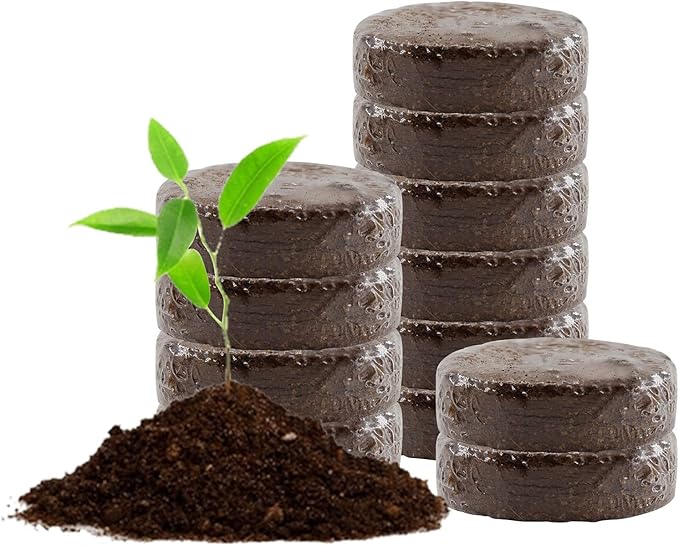 YBB 12 Pack Compressed Coco Coir Plant Pot Disc, 2 Inch Organic Coco Coir Potting Disc - Expands to Fit 3 Inch and 4 Inch Pots