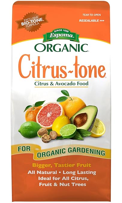 Espoma Organic Citrus-Tone 5-2-6 Natural & Organic Fertilizer for All Citrus, Fruit, Nut, & Avocado Trees; 4 lb. Bag. Promotes Vigorous Growth & Abundant Fruit - Pack of 3
