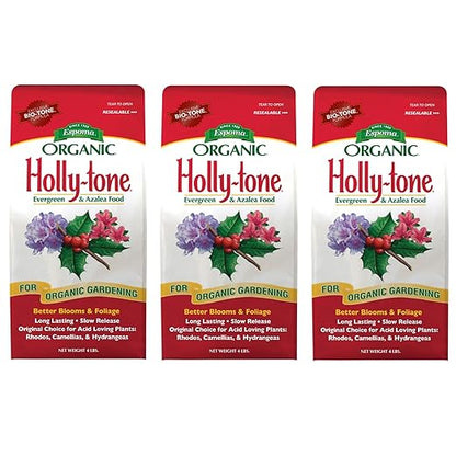 Espoma Organic Holly-Tone 4-3-4 Natural & Organic Evergreen & Azalea Plant Food; 4 lb. Bag; The Original & Best Fertilizer for All Acid Loving Plants Including Rhododendrons & Hydrangeas. Pack of 3