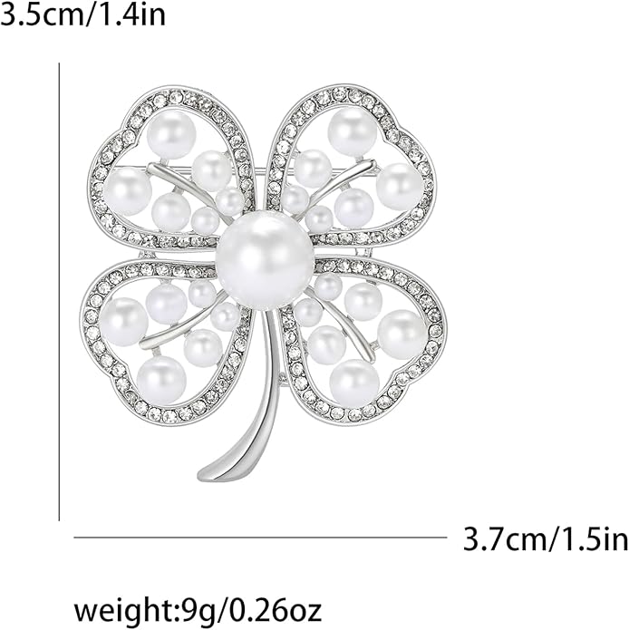 St.Patrick's Day Brooches for Women Dainty Crystal Four Leaf Lapel Pin Shamrock Hat Brooch Pins Irish Enamel Brooches Irish Holiday Costume Accessory Jewelry