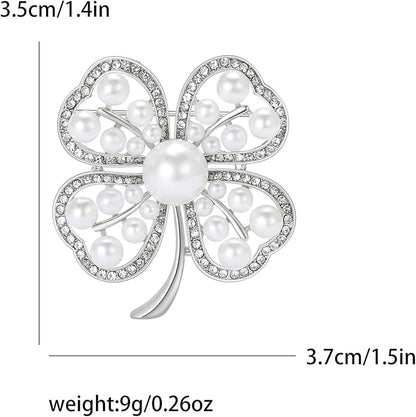 St.Patrick's Day Brooches for Women Dainty Crystal Four Leaf Lapel Pin Shamrock Hat Brooch Pins Irish Enamel Brooches Irish Holiday Costume Accessory Jewelry