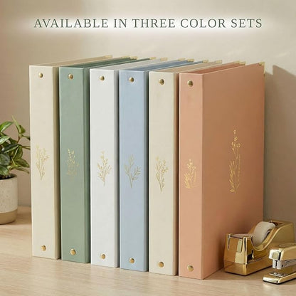 Aesthetic 3 Ring Binder Set of 2 - Sturdy 1 Inch Binder Fits Letter Sized Paper - A Cute Holder for Women or Men with Pocket Easily Organizes Your Paperwork for School, Office or Work