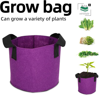 Grow Bags,Growing Pot Bags Garden Grow Bag Indoor Outdoor Fabric Aeration Plant Pot Container Flower Vegetable Pouch (Purple,3 Gallon)