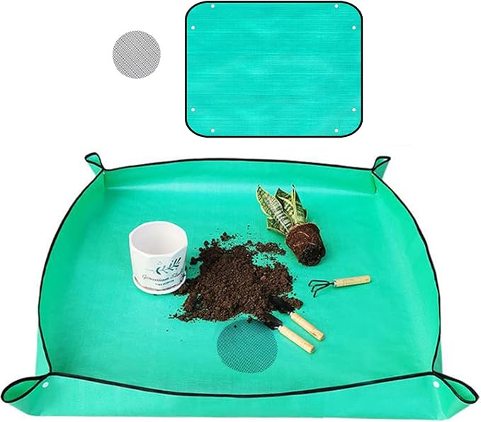 Plant Repotting Mat Waterproof Gardening Mat Plant Transplanting Potting Tray for Indoor Succulent Potting Tarp Portable Thicken PE Mat Garden Work Cloth Bonsai Tools (30"x 40")