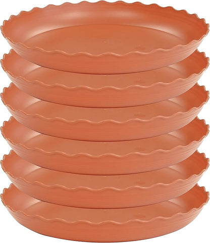 6 Pack of 12 inch Plant Saucer Plant Tray, Plastic Plant Saucer, Heavy Duty Plant Tray for Pots, Plant Saucers for Indoors Planter, Garden Water Plate Bowls (Terracotta)