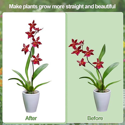 Mwellewm 16 Pcs Plant Stakes Orchid Stakes 16Inch & 11Inch Clear Acrylic Plant Sticks Plastic Plant Support Stakes for Indoor Outdoor Garden with 16 Plant Clips for Potted Plants Vegetables Flowers