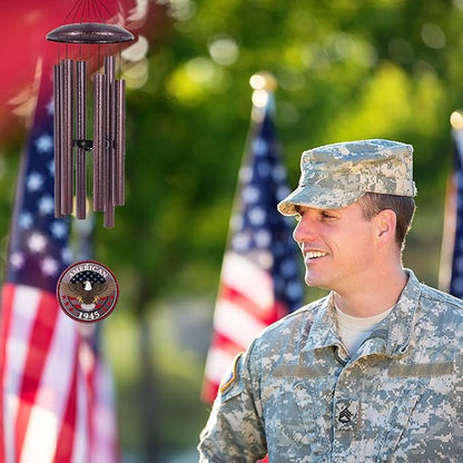 Personalized Wind Chimes for Military, Memory Gifts for US Veteran, Memorial Wind Chimes for Loss Loved One, Sympathy Gifts for Loss Soldiers Navy, Army, Air Force, Produced in USA