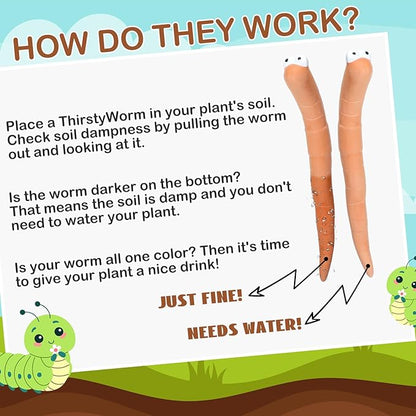 6 Pcs Water Sensor Ceramic Worm The Potting Shed Worm Water Sensor Plant Decoration Moisture Monitor Gardening Houseplant Humidity Meter Fun Gardening Gift for Your Potted Plant (6 Inch)