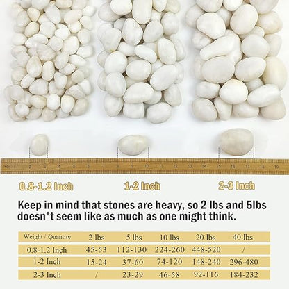 10 lbs Large River Rocks for Landscaping, 2-3 inch Polished White Pebbles for Plants, Decorative White Stones for Planters Vase Aquarium and Outdoor Garden Rocks