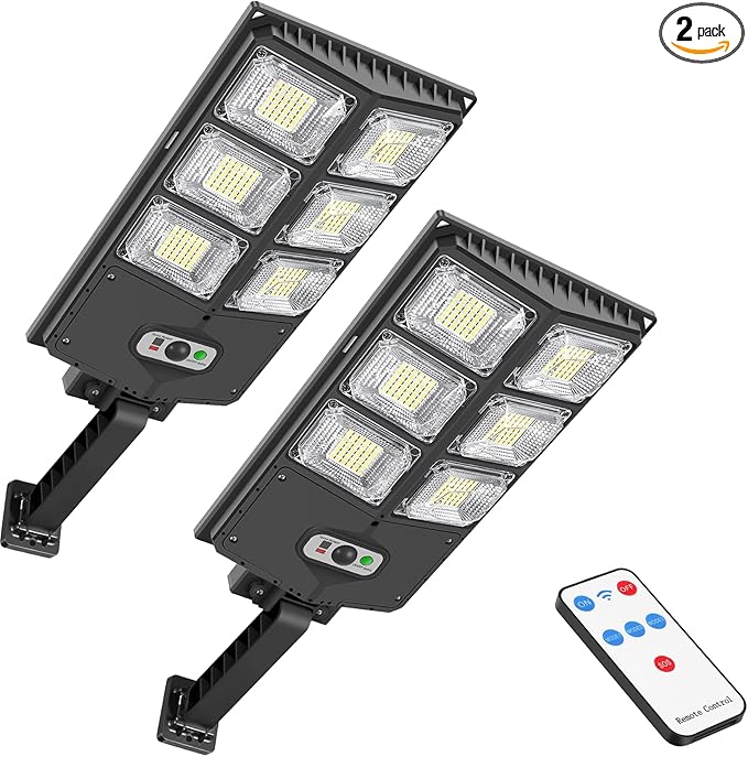 150W Solar Lights Outdoor Waterproof, 8000LM LED Solar Flood Lights Outdoor Motion Sensor with Remote, 3 Modes Solar Lights for Outside Yard, Garden, Path & Parking Lot-2PACK
