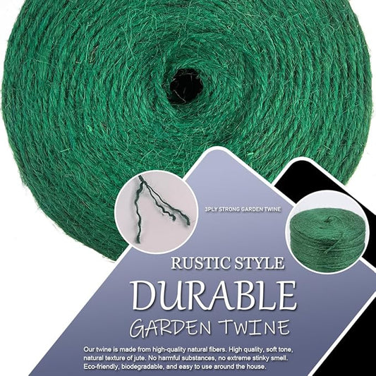 PerkHomy Garden Twine Strong Natural Jute 800 Feet Long Green Twine for Gardening Tomato Climbing Plant Tie Floristry Crafts Gift Wrapping Packing Decor (Green 2mm * 800feet)