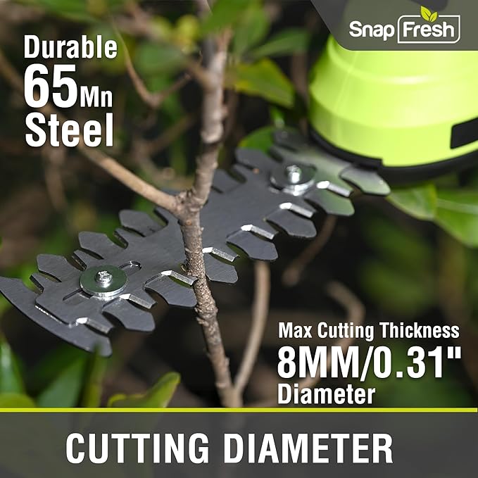 SnapFresh Hedge Trimmer Cordless Grass Shear, 2 in 1 Electric Grass Trimmer and Hedge Shears, Handheld Bush Trimmer/Grass Cutter/Shrub Trimmers with Battery for Garden & Lawn, USB-C Cable Included