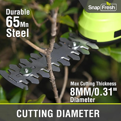 SnapFresh Hedge Trimmer Cordless Grass Shear, 2 in 1 Electric Grass Trimmer and Hedge Shears, Handheld Bush Trimmer/Grass Cutter/Shrub Trimmers with Battery for Garden & Lawn, USB-C Cable Included