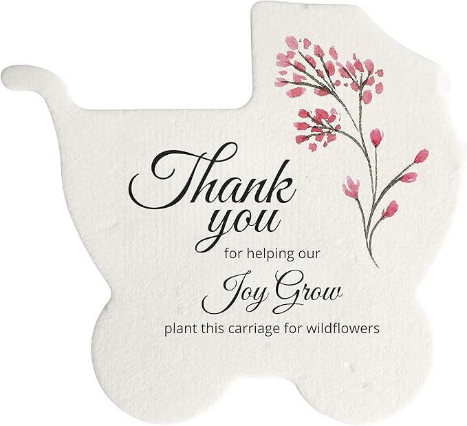 Carriage-Shaped Seed Paper – 24 pcs Pink Shower Favors for Guests with Wildflower Seeds, Writable & Plantable, Gender Reveal, Birthday Gifts for Guest