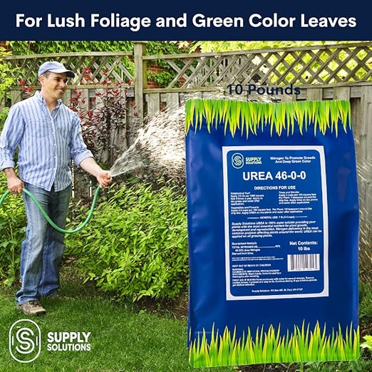 Supply Solutions Urea 46-0-0 Nitrogen Fertilizer to Stimulate Lush Growth and Deep Green Color - Plant Food Plant Fertilizer for Plants Lawn Garden - Bloom Booster for Flowers, Fruits (10lbs)