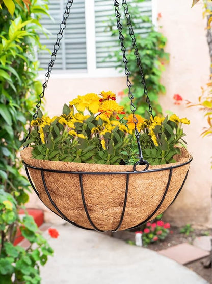 Envelor Coco Liners for Planters Hanging Basket Liners Replacement Coconut Liners for Planters Basket Liners Wire Baskets Round Window Box Liners Natural Coco Coir Fiber Plant Liner, 14 Inches, 4 Pack