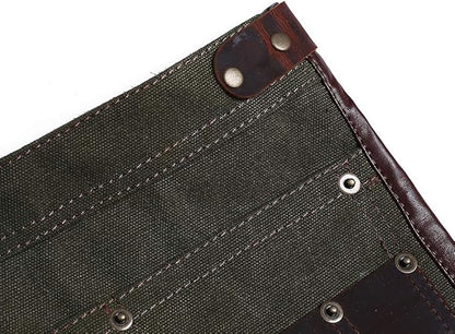 Luchuan Heavy Duty Canvas Tool Apron With the Adjustable Genuine Leather Belt (Army Green)