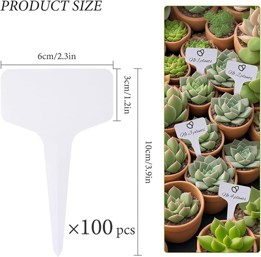 95pcs Plastic Plant Labels, 6x10cm Waterproof Plant Name Tags for Identifying Outdoor and Indoor Seedling, Herbs, Vegetables, Flowers, Potted Plants (White, 95pcs)