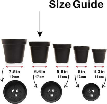 Mintra Home Garden Pots 4pk - Flowers, Herbs, Plants, Indoor, Outdoor, Colorful, Wholesale, Bulk (Fuchsia, 17cm Diameter (6.6in))