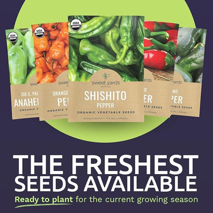 Organic Hot Pepper Seeds Variety Pack - 8 Individual Packs - 2026 Season - Habanero, Jalapeno, Cayenne, Anaheim and More! for Indoor & Outdoor Planting (Non-GMO, Certified Organic)