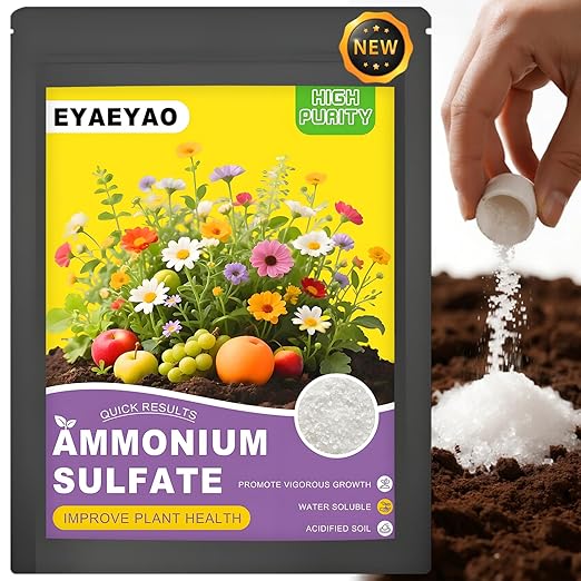 Ammonium Sulfate (21-0-0) – High Nitrogen (21%) & Sulfur (24%) – Water Soluble Crystal Powder – Agricultural Grade for Lawns (2 Pounds)